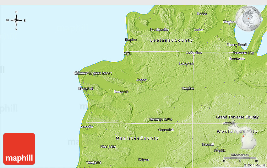 Physical 3D Map of Benzie County