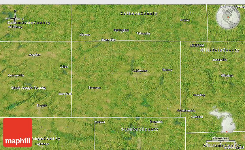 Satellite 3D Map of Branch County
