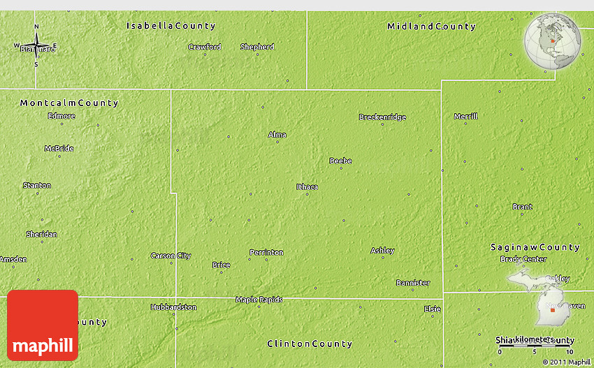 Physical 3D Map of Gratiot County