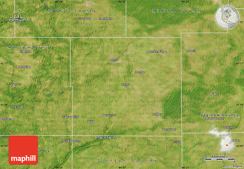 Satellite Map of Gratiot County