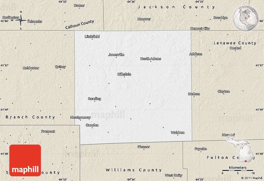 Classic Style Map of Hillsdale County