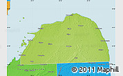 Physical Map of Huron County, political outside