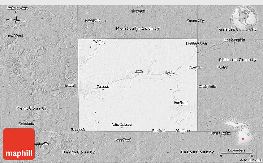 Gray 3D Map of Ionia County