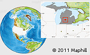 Physical Location Map of Ionia County, highlighted country, highlighted parent region