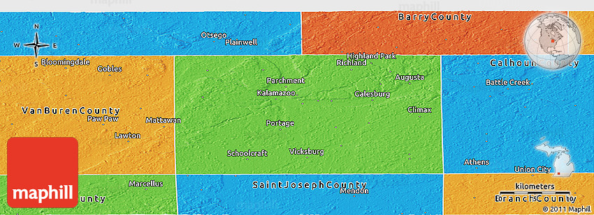 Political Panoramic Map of Kalamazoo County