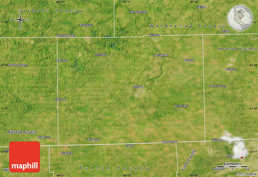 Satellite Map of Lenawee County