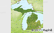 Satellite Map of Michigan, physical outside