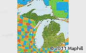 Satellite Map of Michigan, political outside