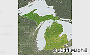 Satellite Map of Michigan, semi-desaturated