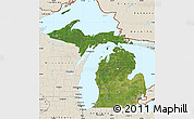 Satellite Map of Michigan, shaded relief outside