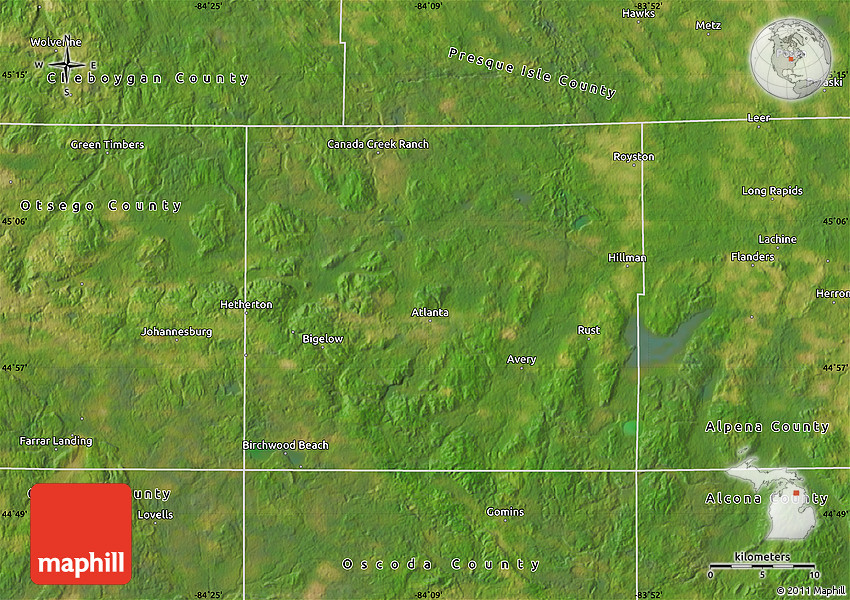 Satellite Map of Montmorency County