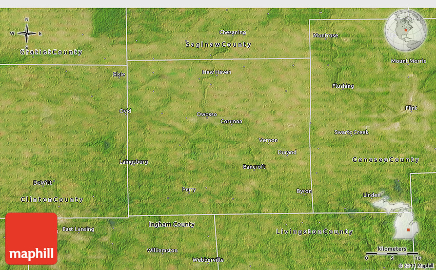 Satellite 3D Map of Shiawassee County Satellite 3D Map of Shiawassee County