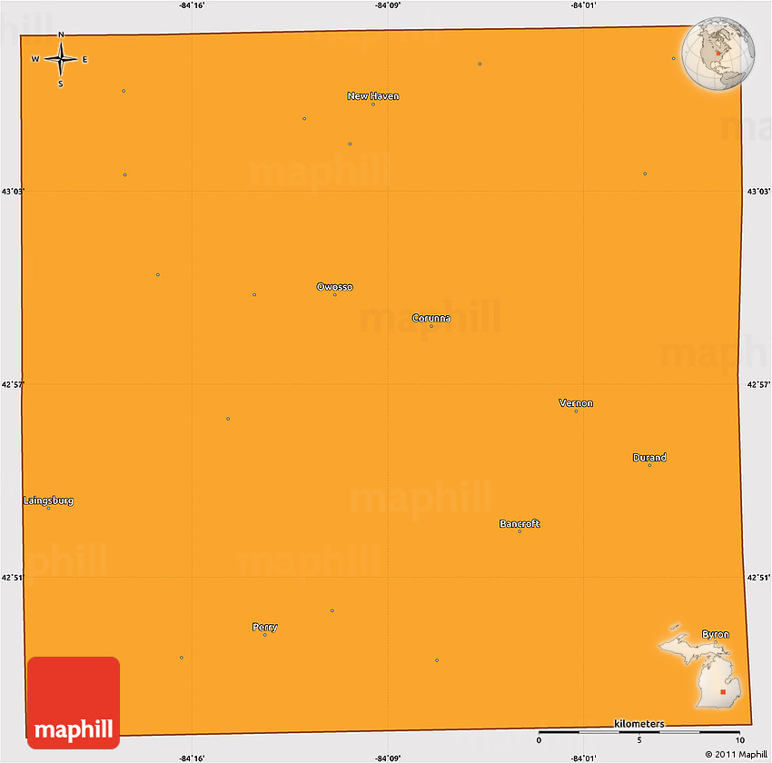 Political Simple Map of Shiawassee County, cropped outside