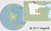 Savanna Style Location Map of ZIP code 55110, highlighted state, hill shading