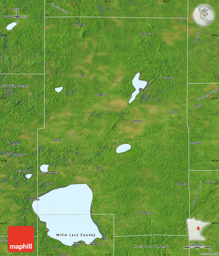 Satellite Map of Aitkin County