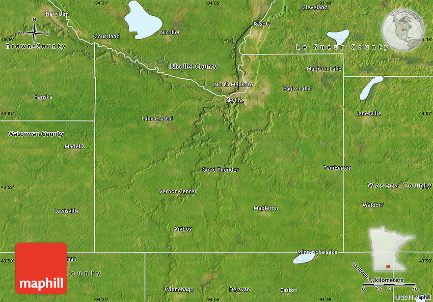 Satellite Map of Blue Earth County