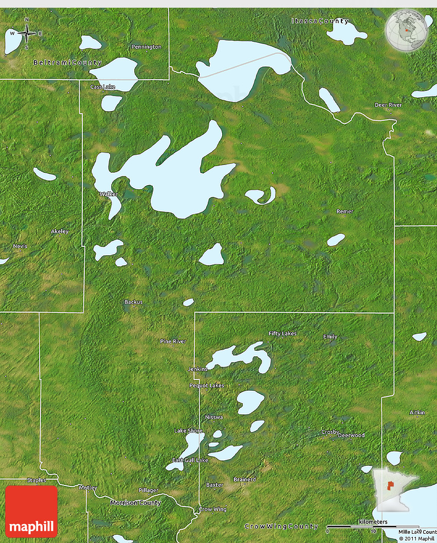 Satellite 3D Map of Cass County