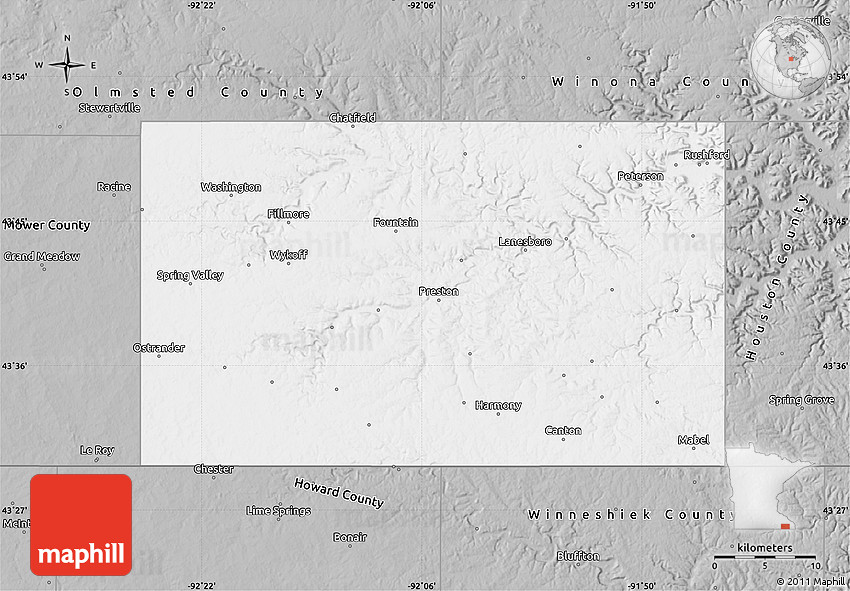 Gray Map of Fillmore County