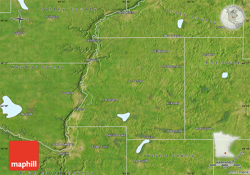 Satellite Map of Le Sueur County