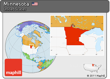 Minnesota On World Map Free Political Location Map Of Minnesota, Highlighted Country