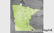 Physical Map of Minnesota, darken, desaturated