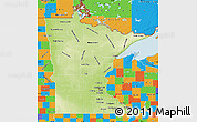 Physical Map of Minnesota, political outside