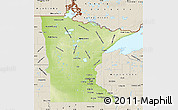 Physical Map of Minnesota, shaded relief outside