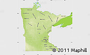 Physical Map of Minnesota, single color outside