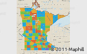 Political Map of Minnesota, shaded relief outside