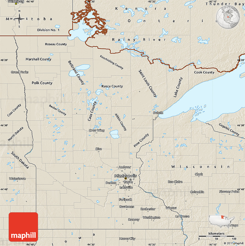Shaded Relief Map of Minnesota