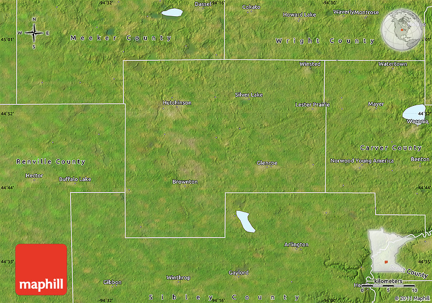 Satellite Map of McLeod County