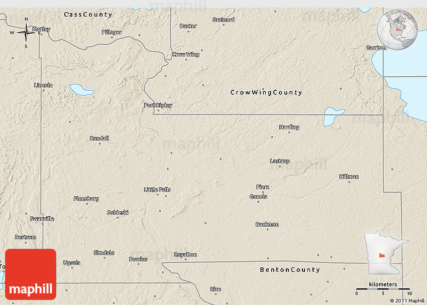 Shaded Relief 3D Map of Morrison County