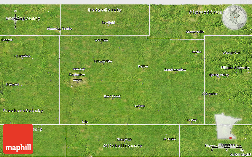 Satellite 3D Map of Mower County