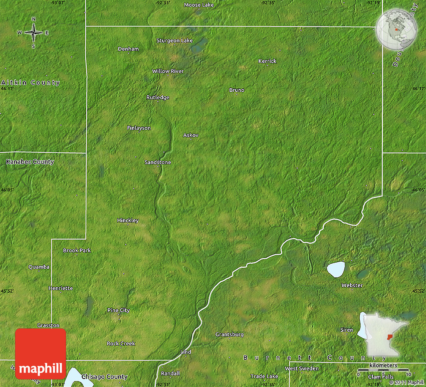 Satellite Map of Pine County
