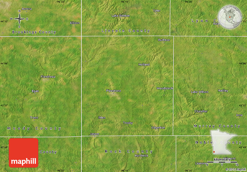 Satellite Map of Pipestone County