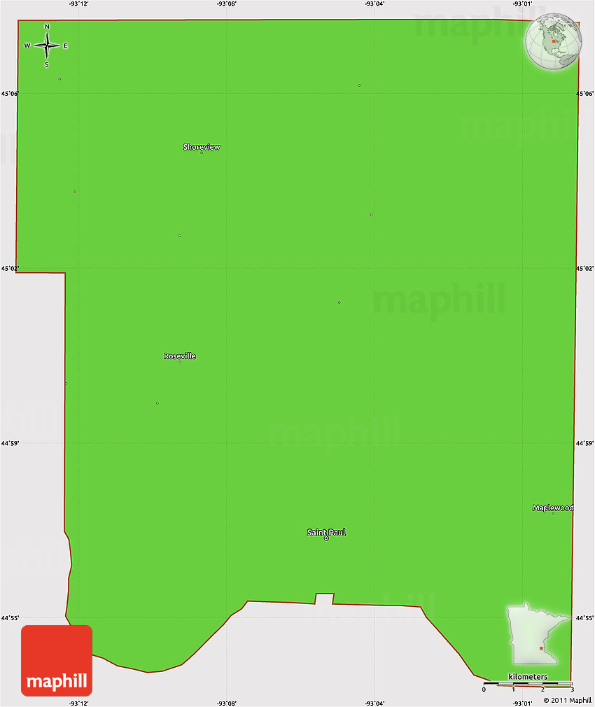 Political Simple Map of Ramsey County, cropped outside