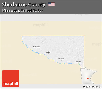 Classic Style 3D Map of Sherburne County, single color outside