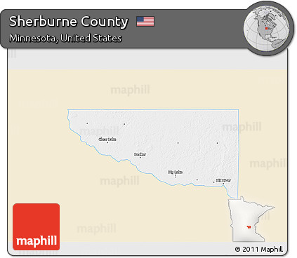 Classic Style 3D Map of Sherburne County, single color outside