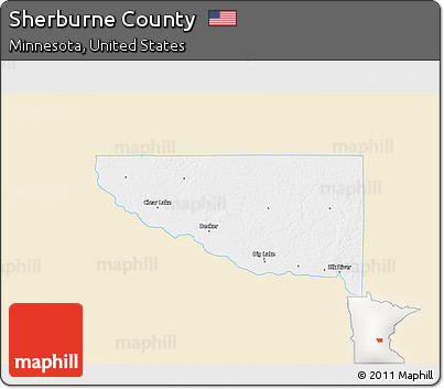 Classic Style 3D Map of Sherburne County, single color outside