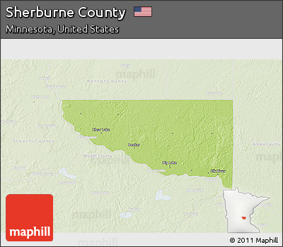 Physical 3D Map of Sherburne County, lighten