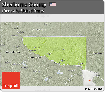 Physical 3D Map of Sherburne County, semi-desaturated
