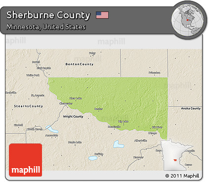 Physical 3D Map of Sherburne County, shaded relief outside