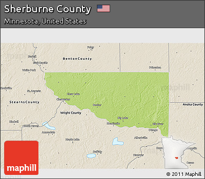 Physical 3D Map of Sherburne County, shaded relief outside