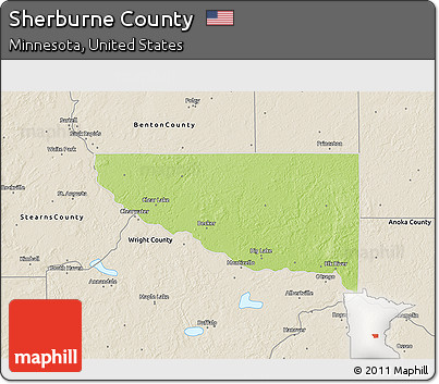 Physical 3D Map of Sherburne County, shaded relief outside
