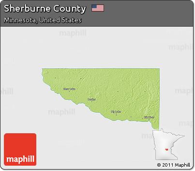 Physical 3D Map of Sherburne County, single color outside
