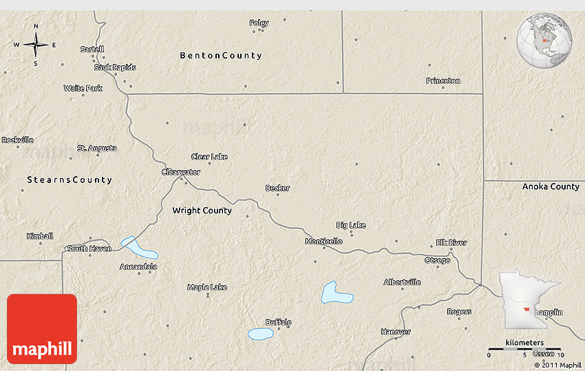 Shaded Relief 3D Map of Sherburne County