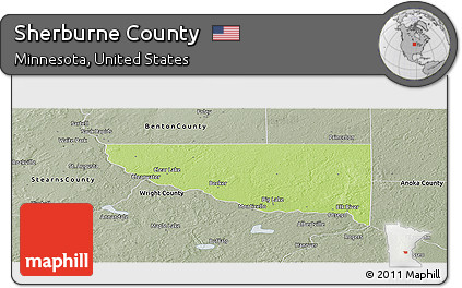 Physical Panoramic Map of Sherburne County, semi-desaturated