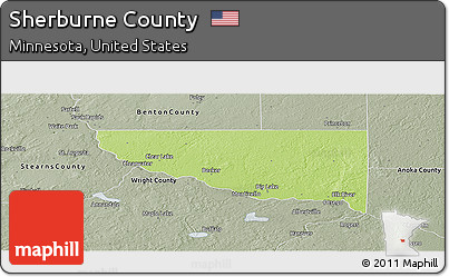 Physical Panoramic Map of Sherburne County, semi-desaturated