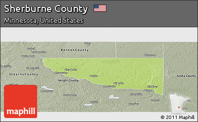 Physical Panoramic Map of Sherburne County, semi-desaturated