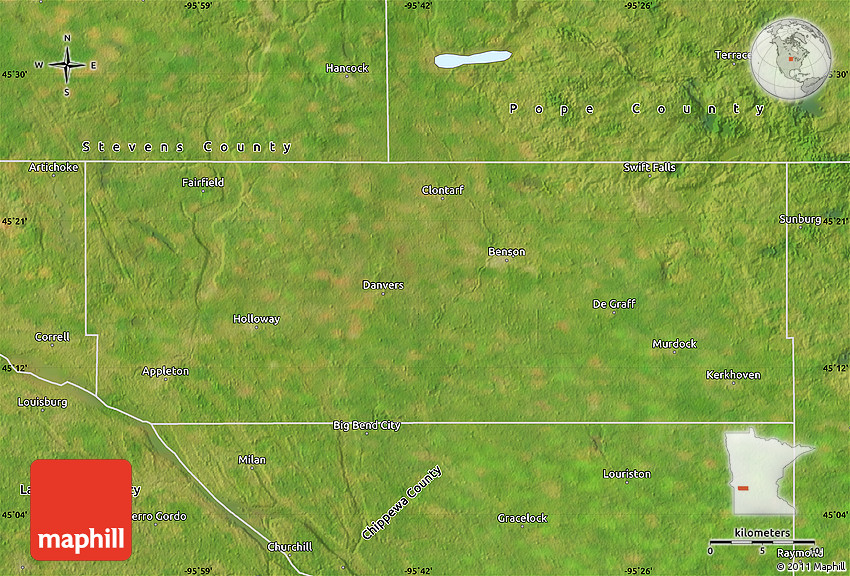Satellite Map of Swift County